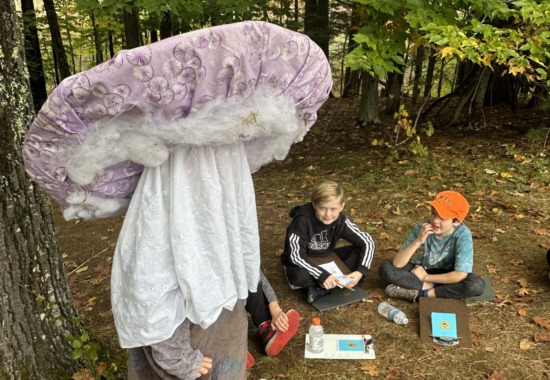 A student temporarily transformed into a mushroom!