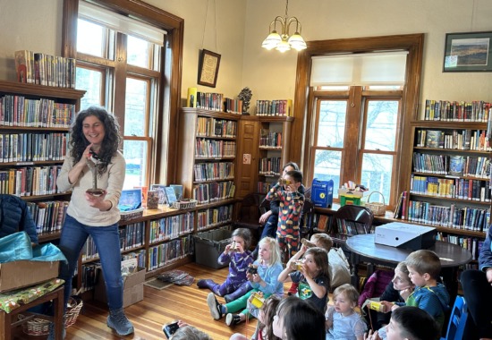 Naturalist and educator Susie Spikol leads a workshop at the Orford Library in NH